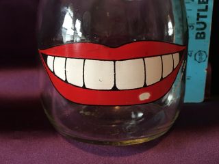 Vintage Carlton Glass 3/4L Canister Jar No Lid Halloween Mouth W/ Teeth 1984 2