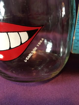 Vintage Carlton Glass 3/4L Canister Jar No Lid Halloween Mouth W/ Teeth 1984 3