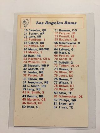 Vintage 1969 Nfl Los Angeles Rams Pocket Schedule & Roster - Cond.  - Gabriel