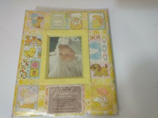 Hallmark Keepsake Personalized Baby Album Vtg Pastel Yellow Photo Comic Cover