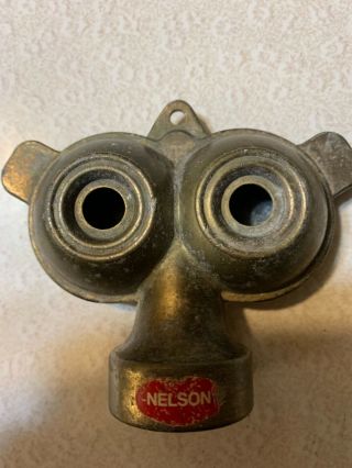 Vintage Nelson Brass Twin Owl Eyes Sprinkler Attachment