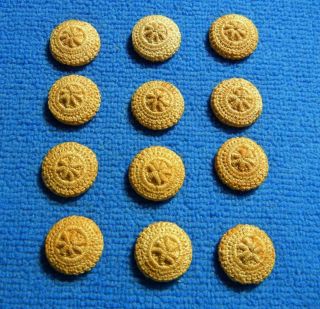 12 Vintage Or Antique Taupe Colored Crocheted Buttons