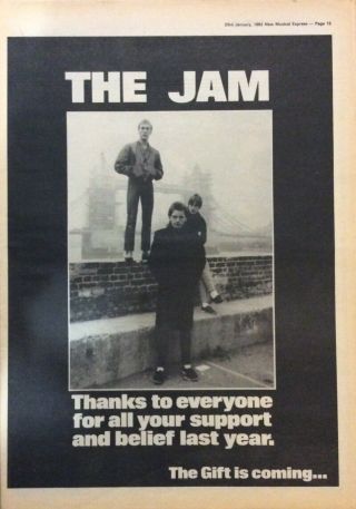 The Jam - Vintage Press Poster Advert - The Gift - 1982