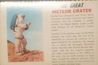 The Great Meteor Crater Astronaut Arizona Route 66 Vintage Postcard Arizona