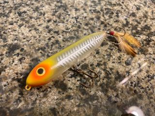 Vintage Heddon Zara Spook In Yellow Shore 3 - 3/4 Inch Surface Topwater Lure