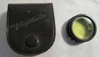 Vintage Voigtlander Moment 28.  0 German Camera Lens Filter W Leather Case Rare