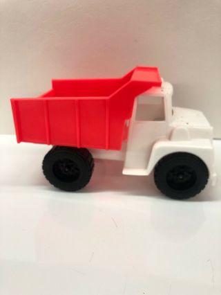 Vintage Processed Plastics Duty DUMP TRUCK Line Toy 1662 White Red 3