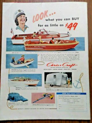1954 Chris Craft Boats Ad Express Cruiser Holiday Land Cruiser Kit Mobile Home