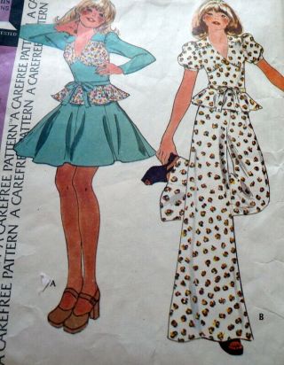 Lovely Vtg 1970s Top Skirt & Pants Mccalls Sewing Pattern 10/32.  5
