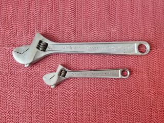 2 Vintage Crescent Brand Crestoloy Adjustable Wrenches,  1 6 " & 1 10 " Made In Usa