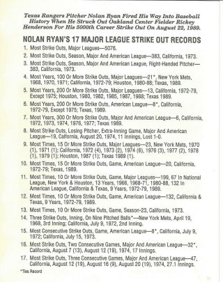 Nolan Ryan Spotlight Yellow Pages Greater Arlington Promo Card 1990 2