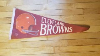 Vintage 1970’s Cleveland Browns Nfl Football Full Size Pennant 2 Bar Helmet