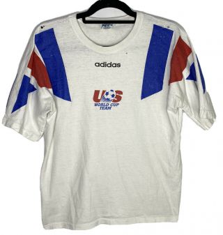 Vintage Adidas U.  S.  World Cup Soccer Team White T - Shirt Size Small
