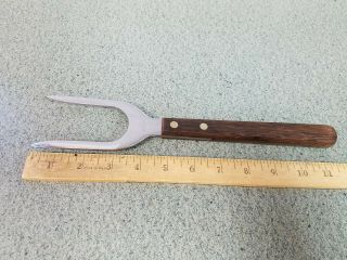 Vintage Vernco Stainless Meat Carving Fork - Wood Handle