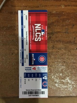 2016 Chicago Cubs Vs La Dodgers Giants Nlcs Game 7 Ticket Stub Phantom