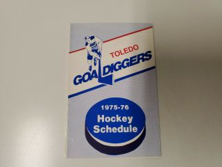 Rs20 Toledo Goaldiggers 1975/76 Minor Hockey Pocket Schedule - Pabst