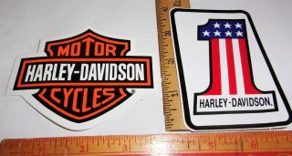 2 Vintage Harley Stickers Collectible Old Hd Motorcycle Decal Biker Memorabilia