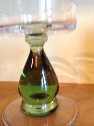 vintage green pedestal glass pillar candle holder with candle 3