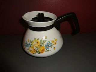 Vintage Corning Ware Lancaster Garden 6 Cup Tea Pot Plastic Lid 1970s