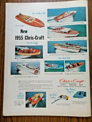 1955 Chris Craft Boats Ad Freedom Fleet Of Skiffs Cruisers Kits