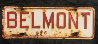 Vintage Auto Car Plate Tag Belmont Nc 976 4x12 Automobilia White And Red