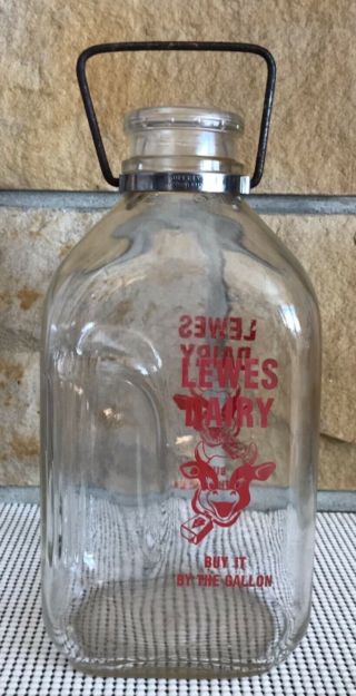 Vintage Lewes Dairy Inc Millsboro Delware 1/2 Gallon Glass Milk Bottle