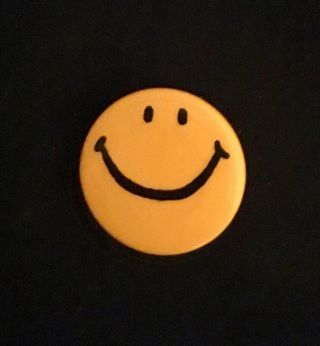 Vintage Yellow - Orange Smiley Face Pinback Button 1 "