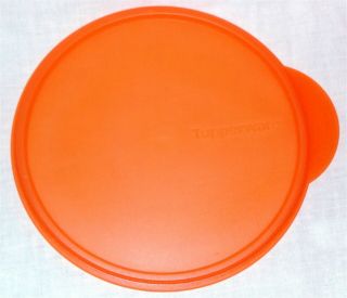 Vtg Tupperware Replacement Lid 5455a Seal 7 1/4” Round Tab Bright Orange Sheer