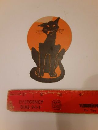Old Vintage Halloween Cardboard Diecut Die Cut Out Dazed Cat Dennison 1920 - 30s B