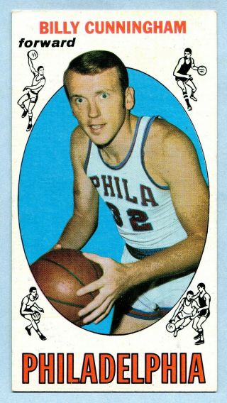Vintage - 1969 - 70 - Topps - Billy Cunningham - Phila.  76ers - 40 - Rookie - Hof