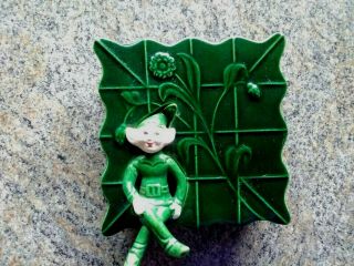 Vintage Treasure Craft Green Pixie Elf Wall Hanging Planter