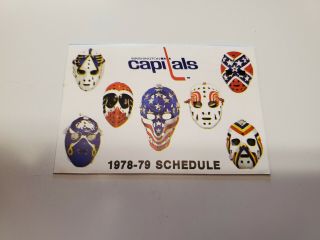 Rs20 Washington Capitals 1978/79 Nhl Hockey Pocket Schedule - Stroh 