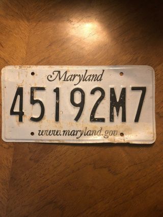 State Of Maryland Collectible Car Truck License Plate Tag 45192m7