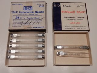 Vintage B - D Yale Hypodermic Needle Assortment
