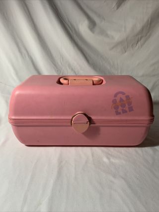 Caboodles Large 3 Tier Mirrored Makeup Case Model 2630 Vintage Tray Pink Purple