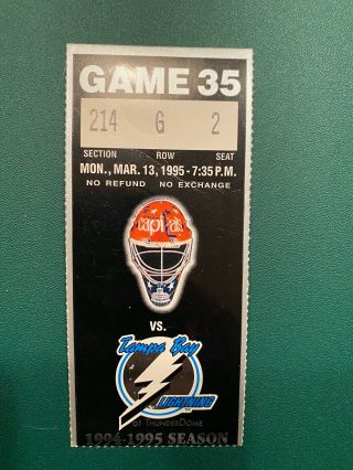 Brent Gretzky Last Nhl Game March 13 1995 Capitals At Lighting Ticket Stub Nhl