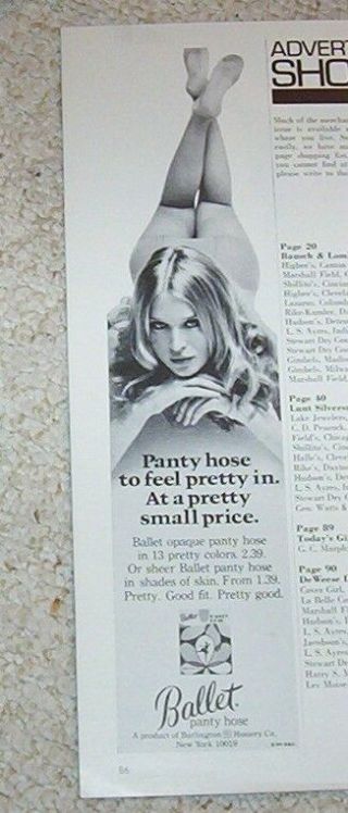 1971 Print Ad - Ballet Pantyhose Sexy Girl Panty Hose Hosiery Vintage Advertising