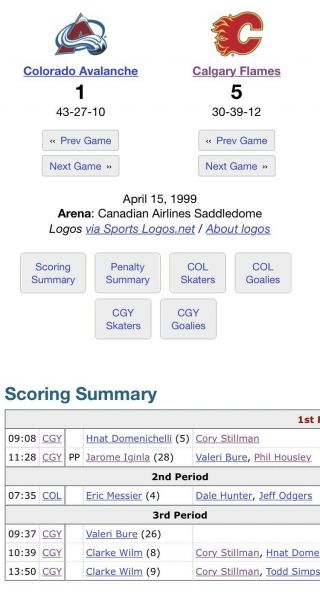 1998 - 99 CALGARY FLAMES NHL TICKET STUB vs COLORADO AVALANCHE LANNY MCDONALD PIC 3