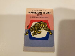 Ms20 Hamilton Tiger - Cats 1978 Cfl Football Pocket Schedule - Molson