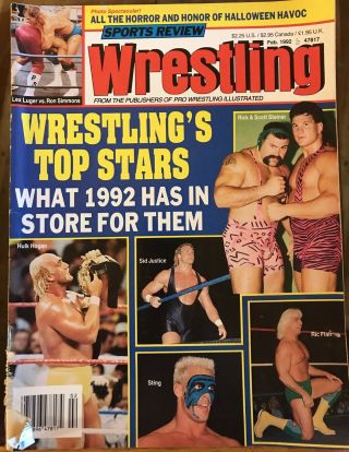 Sports Review Wrestling February 1992 Hulk Hogan Wwf Wcw Wwe