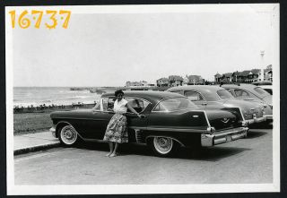 Vintage Photograph,  Pretty Woman W Huge Car Cadillac 1960s Usa