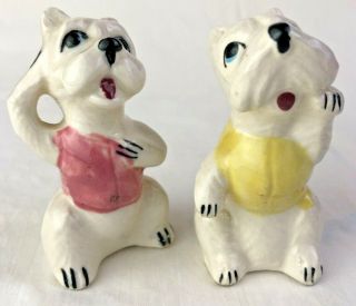 Puppy Dogs Scottie Handpainted Anthropomorphic Salt And Pepper Shakers Vintage
