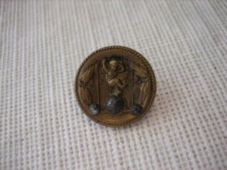 Vintage Small 5/8 Inch Metal Picture Button - Child Balancing On Ball - M235