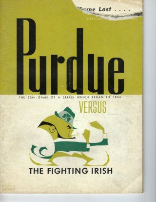 1964 10/3 Football Program Notre Dame Fighting Irish Purdue Boilermakers Poor
