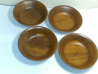 Vintage Kustom Kraft Solid Black Walnut Wooden Bowls 6.  5 " Mid Century Modern Usa
