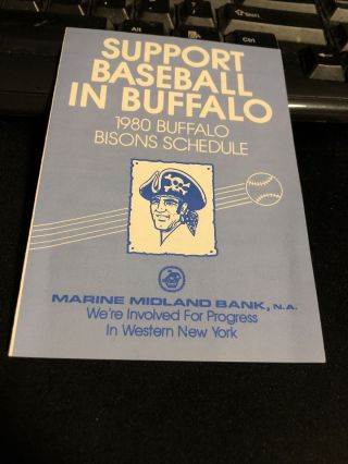 1980 Buffalo Bisons Baseball Pocket Schedule Pirates Farm Team