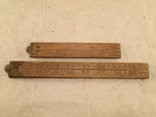 2 Vintage Stanley Boxwood Rules: No.  66 1/2,  3 Ft And A No.  68,  2 Ft,  For Repair