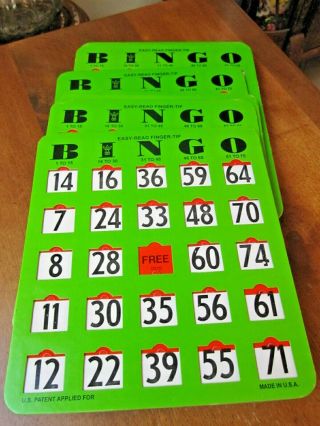 Vintage Bingo Cards,  Set Of 15 Easy To Read Fingertip Number Slides Bingo Cards