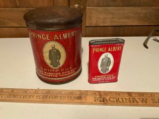 2 Vintage Prince Albert Pipe Tobacco Canister Tins Collectible Advertising Decor 2