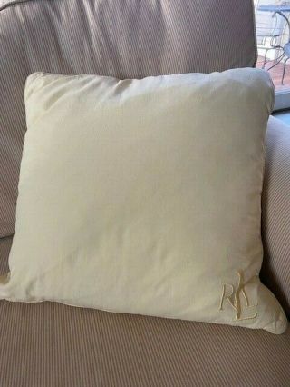 Vtg Ralph Lauren Throw Pillow 18 X 18 Creamy Yellow Down Monogrammed